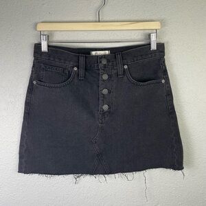 MADEWELL BLACK Lunar Wash Rigid ALine Denim Skirt NWT‎